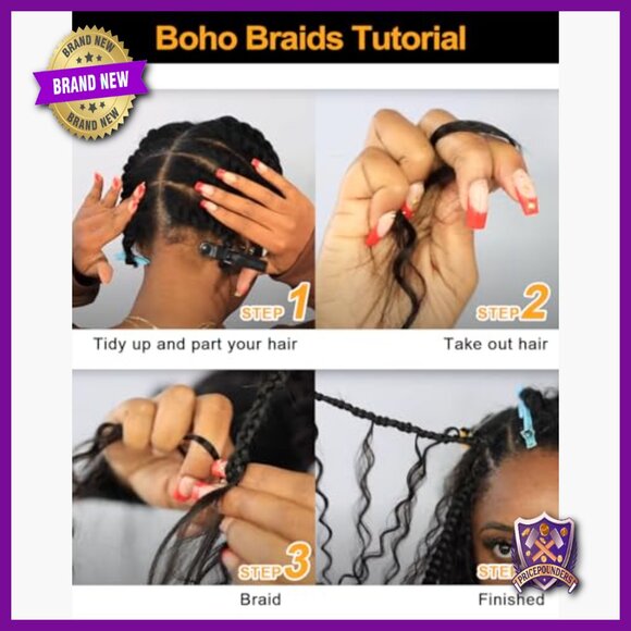 16 Inch Deep Wave Human Hair Extensions for Boho Braids 100g